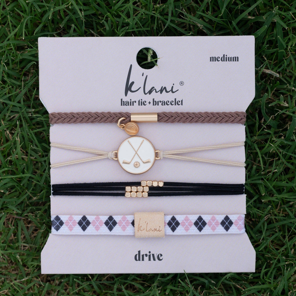 "Drive" Black and Cream Hair Tie Bracelets with Removable Ball Marker