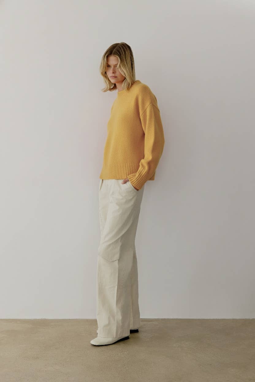 The Asher Sweater | Oversized Cropped Sweater: Yellow / MEDIUM