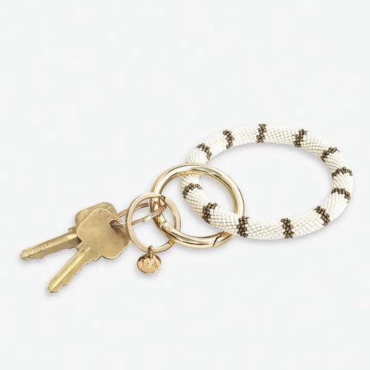 Chloe Stripe Key Ring Cream