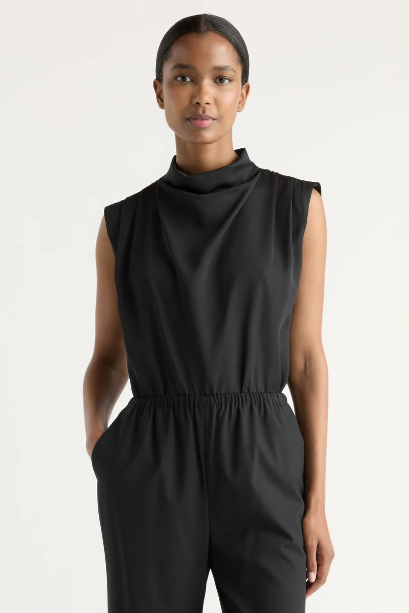 Allegra Gathered-Neck Sleeveless Blouse