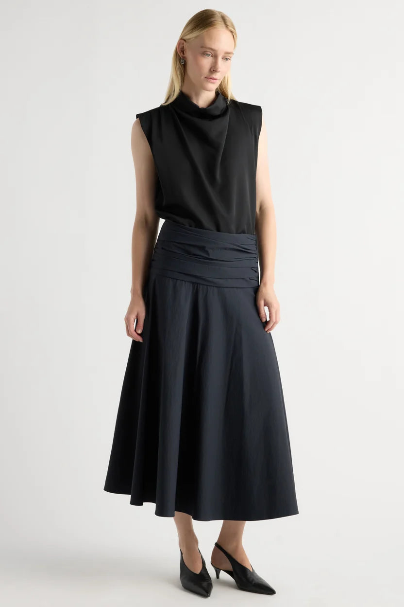 Allegra Gathered-Neck Sleeveless Blouse