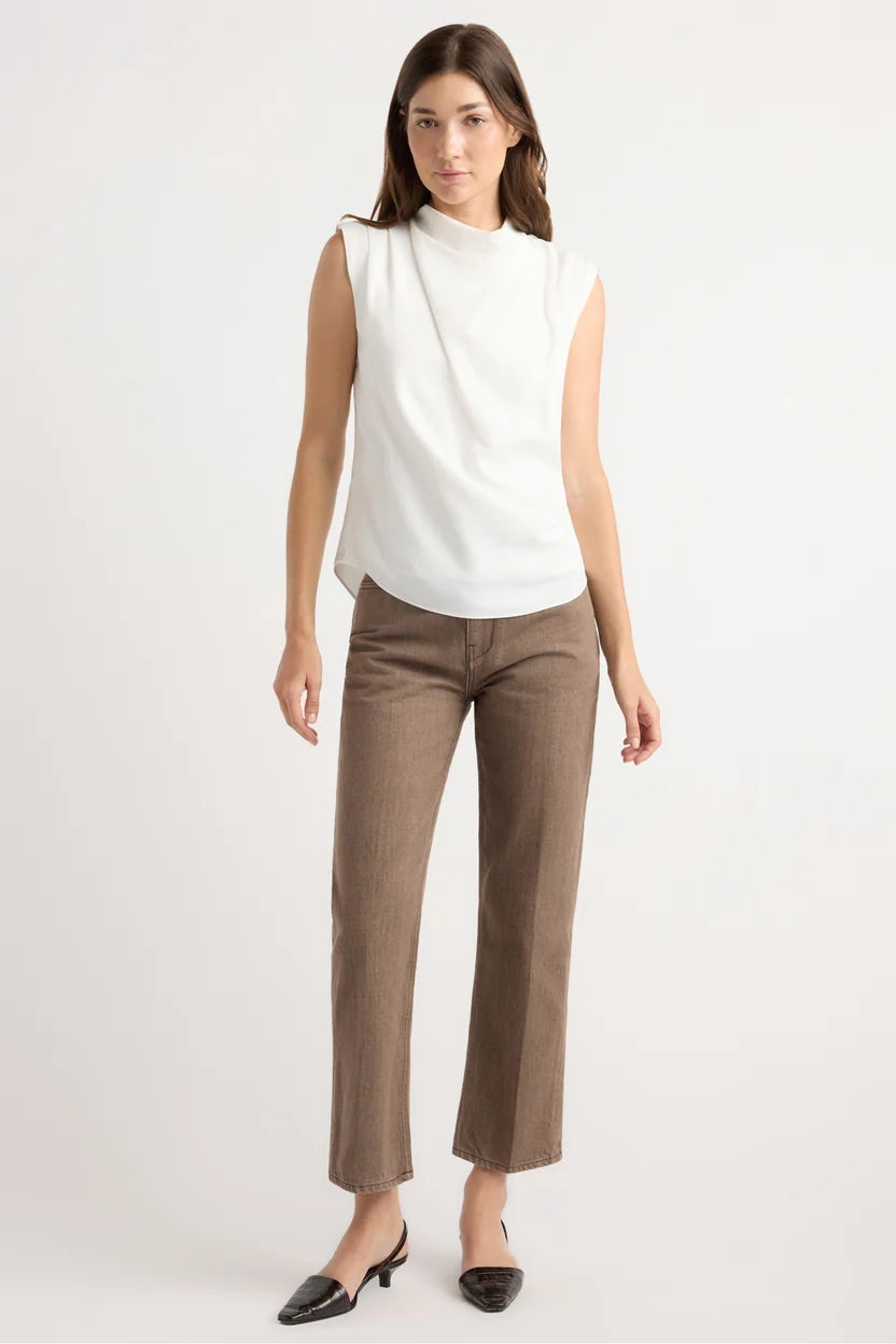 Allegra Gathered-Neck Sleeveless Blouse