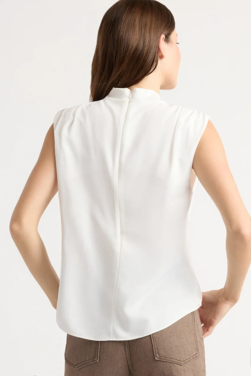 Allegra Gathered-Neck Sleeveless Blouse