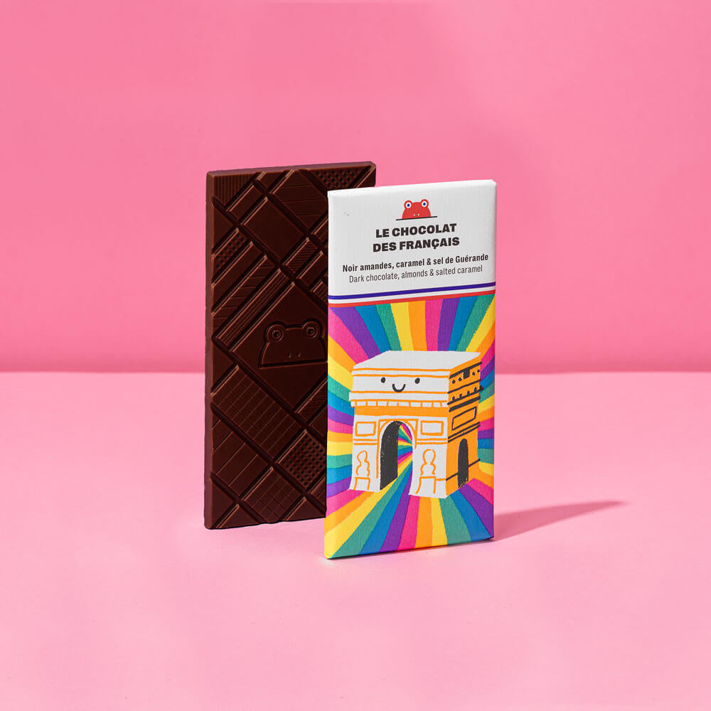 Choc des Français Dark Chocolate Bar with Almonds & Salted Caramel
