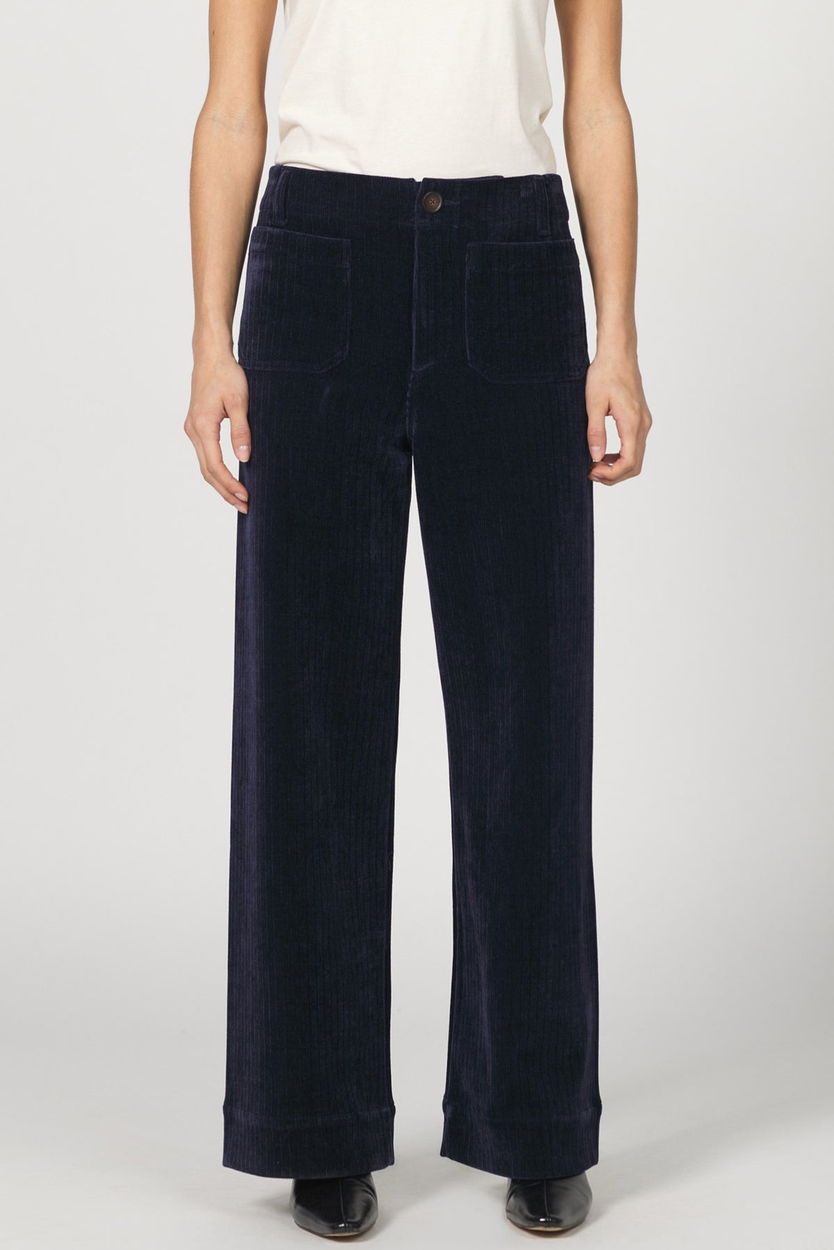 Audrey High-Rise Corduroy Pant - Black Iris