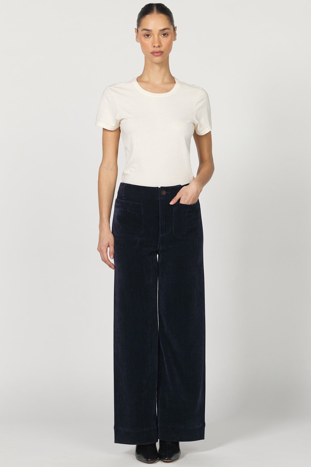Audrey High-Rise Corduroy Pant - Black Iris