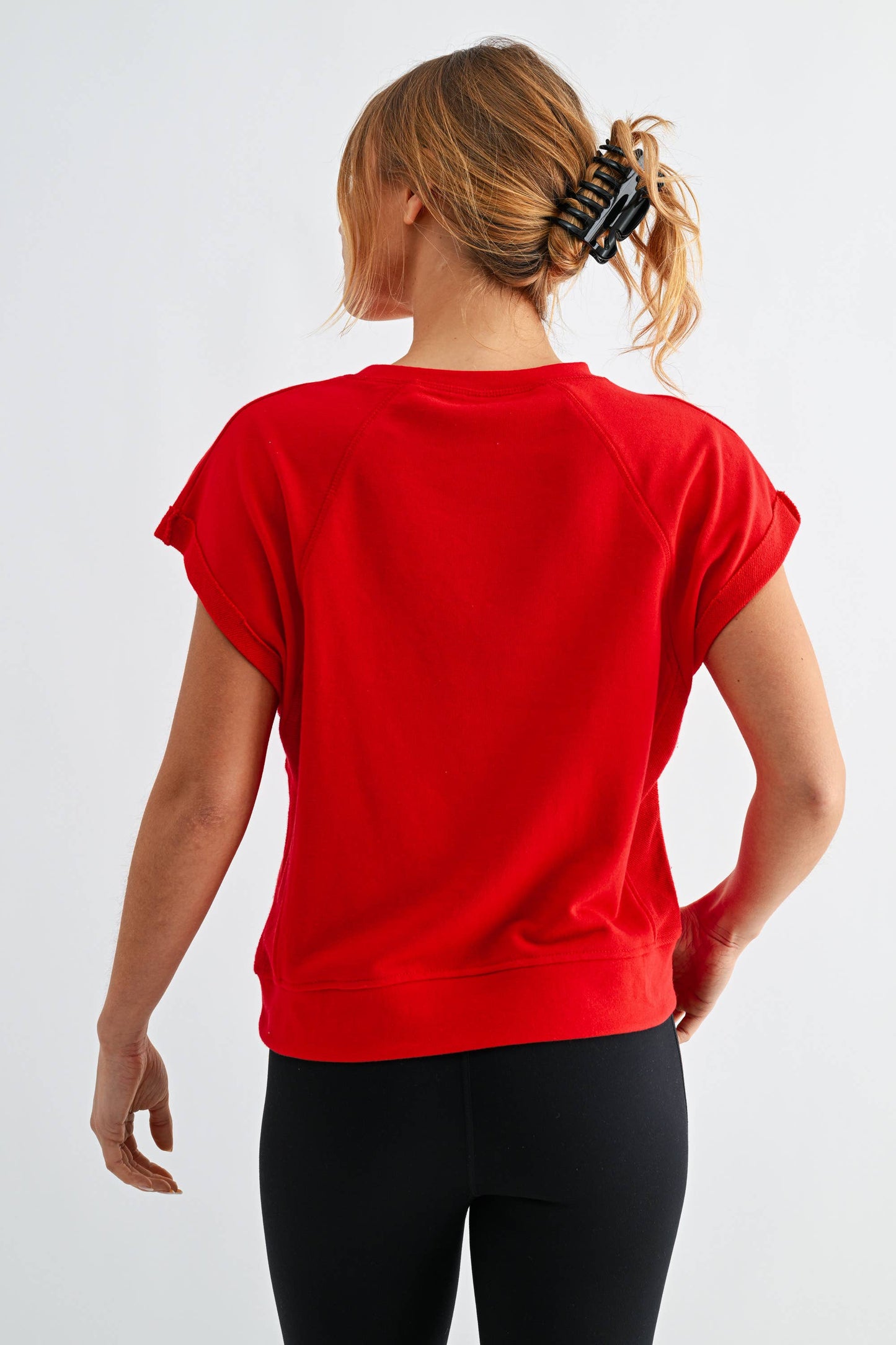 Offset French Terry Cap Sleeve Top