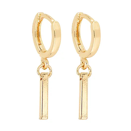 All Time Classic Gold Bar Drop Huggie Hoops