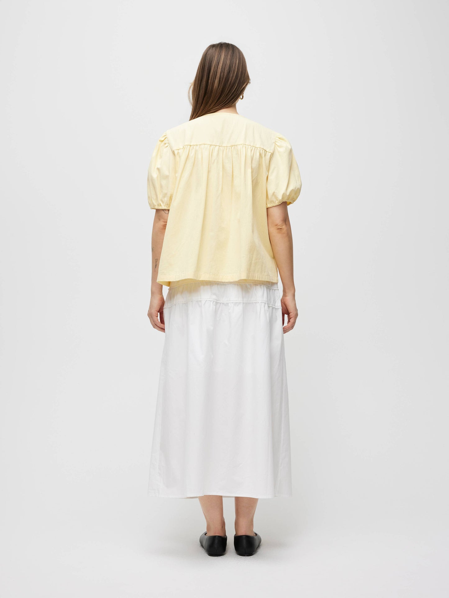 The Hazel Top | Puff Sleeve Baby Doll Blouse: Blue / LARGE