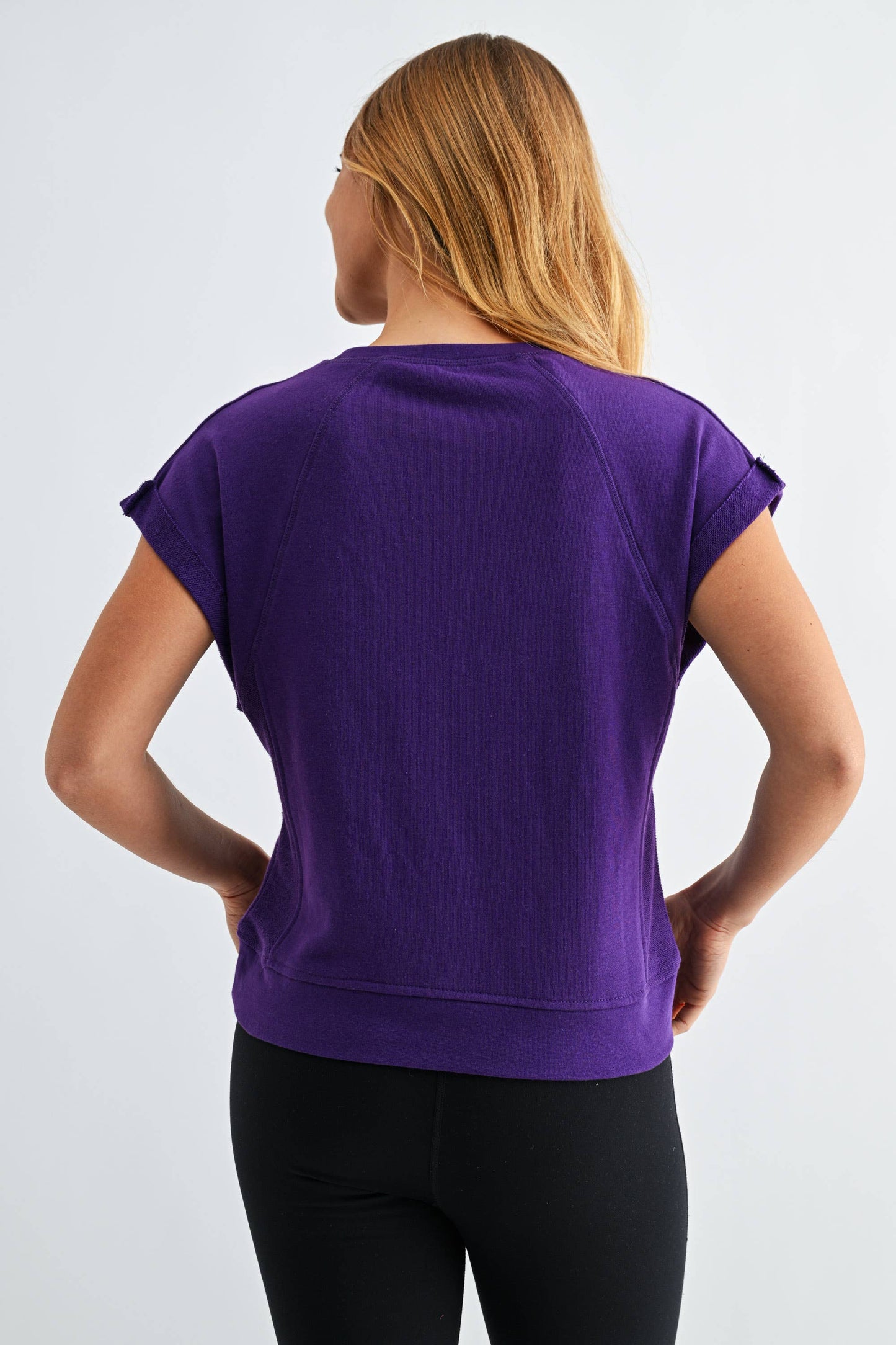 Offset French Terry Cap Sleeve Top