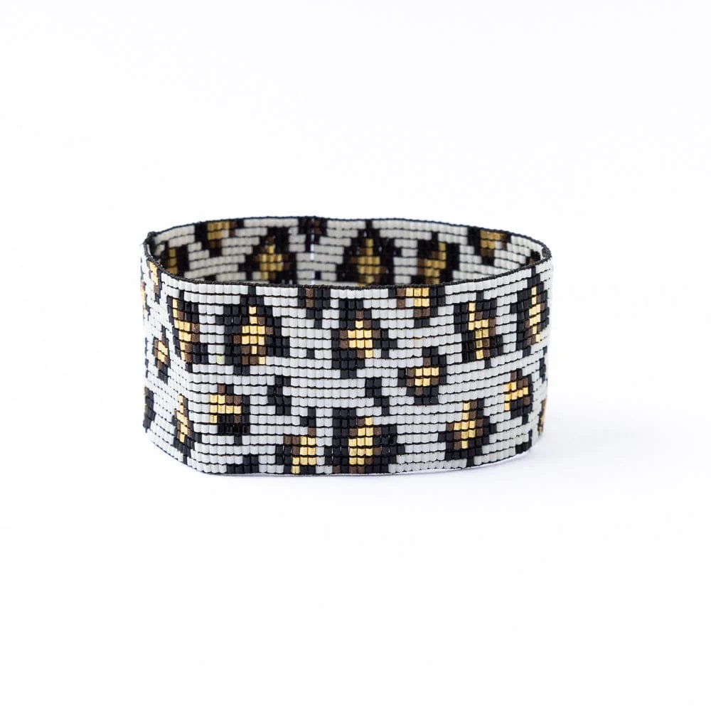 Brooklyn luxe beaded stretch bracelet – Cheetah / ivory