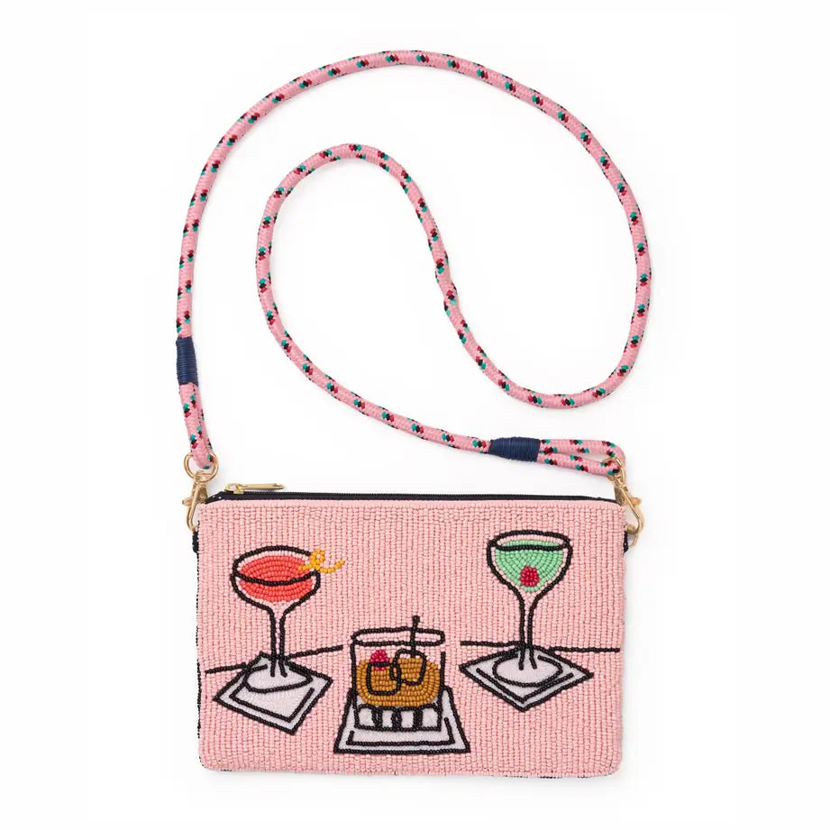 Leila Assorted Drink Beaded Clutch w/ Strap