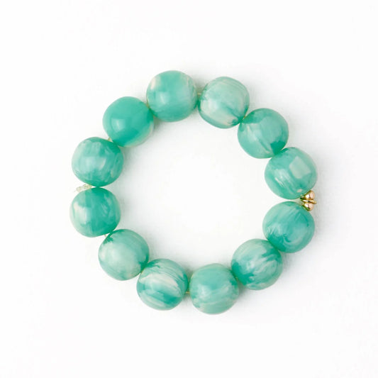 Cece large resin bead bracelet aqua