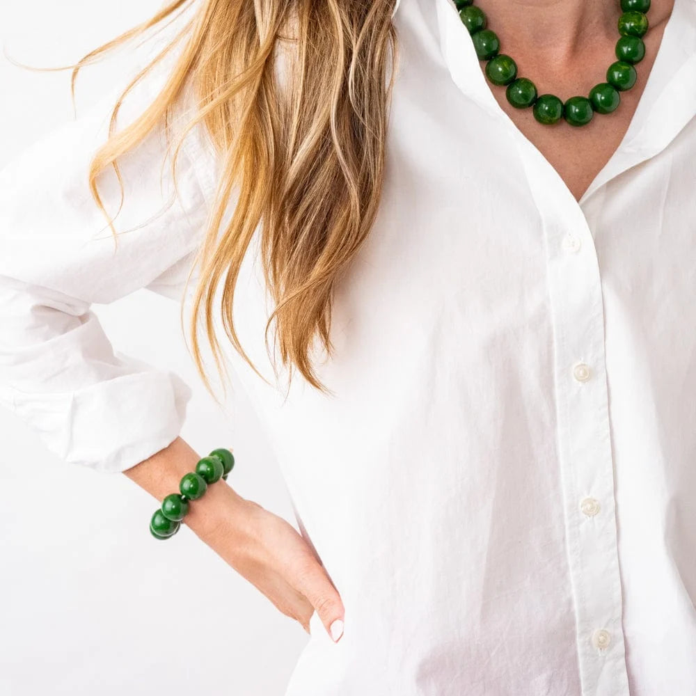 Iris Large Resin Bead Necklace Green