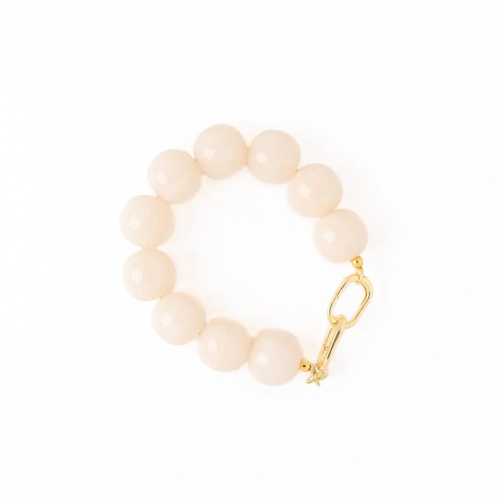 Cece large resin bead bracelet milky white