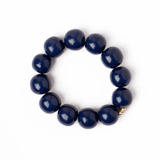 Cece large resin bead bracelet navy