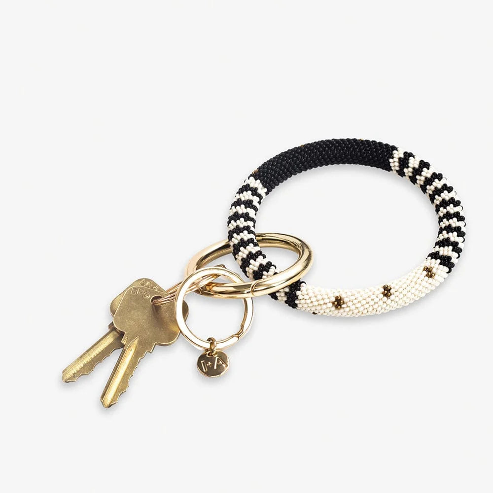 Chloe Stripe Keyring - ivory/black