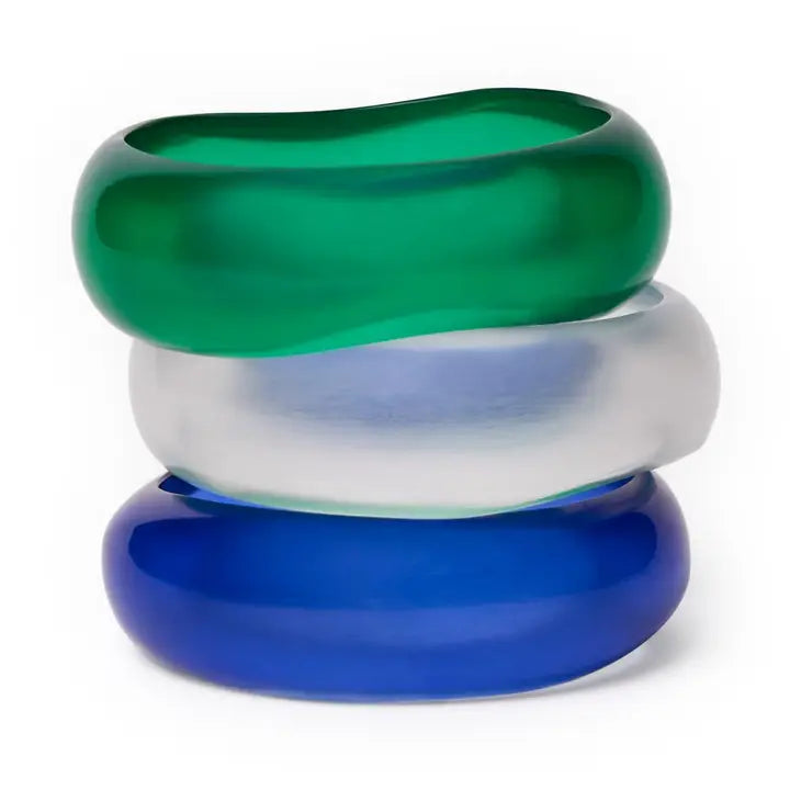 Esther Resin Bangle Set of 3 - navy, green & light blue