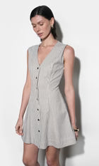 Zora Canvas Stripe Button Down Mini Dress