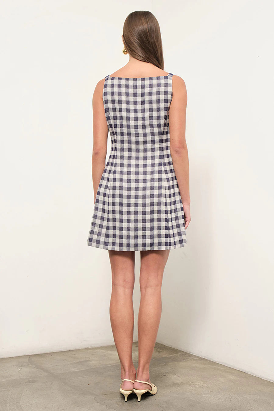 Gingham A-Line Button Down Mini Shift Dress