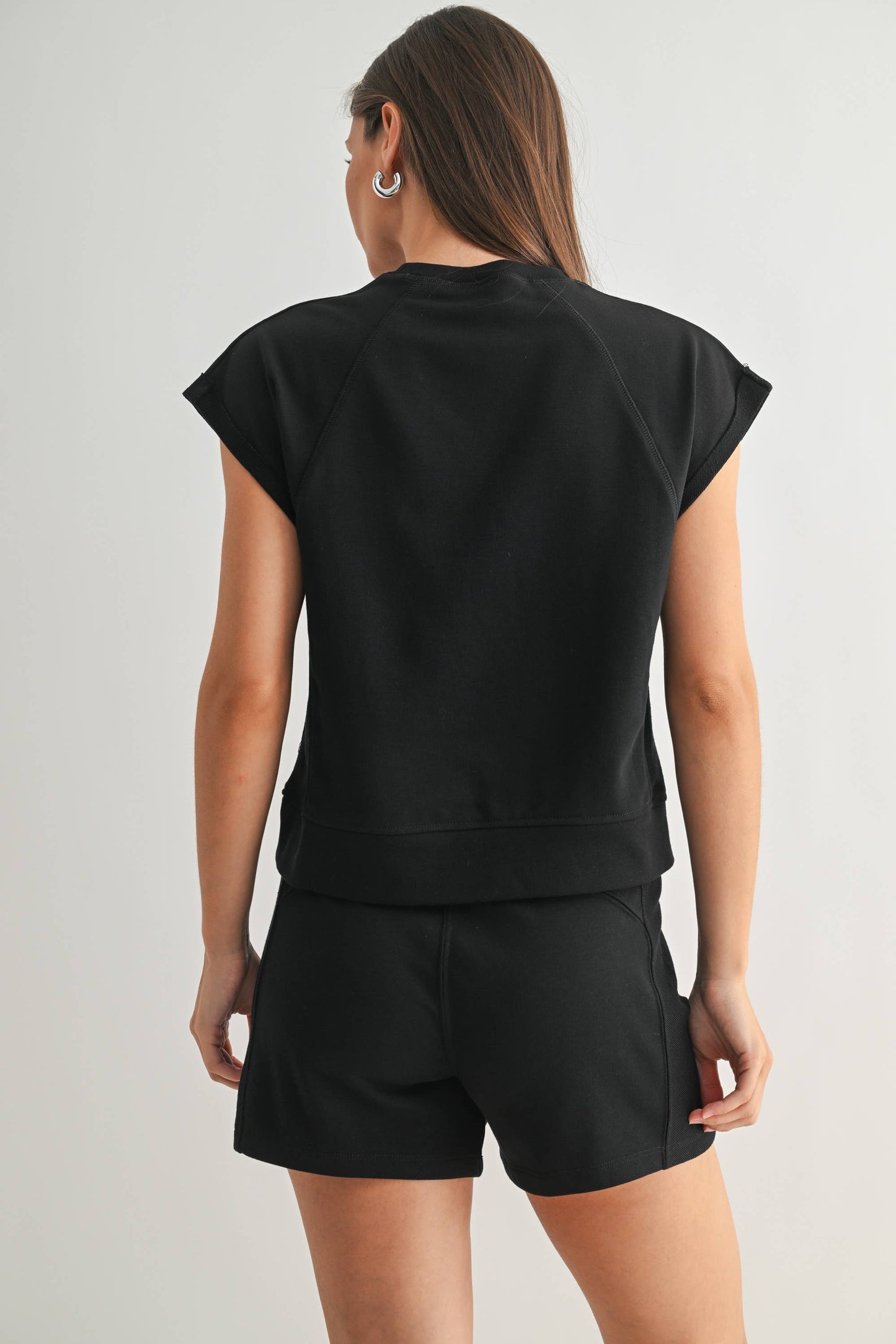 Offset French Terry Cap Sleeve Top