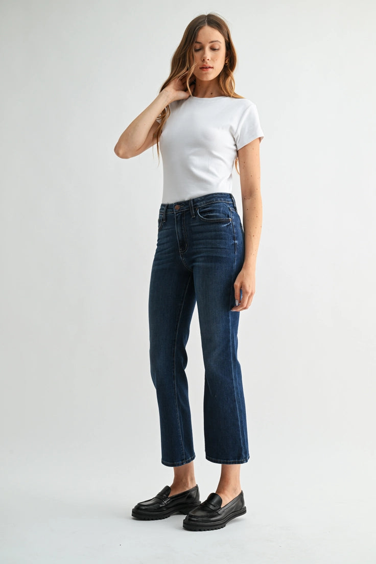 Sicily Cropped Flare - Dark Wash