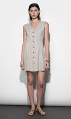 Zora Canvas Stripe Button Down Mini Dress