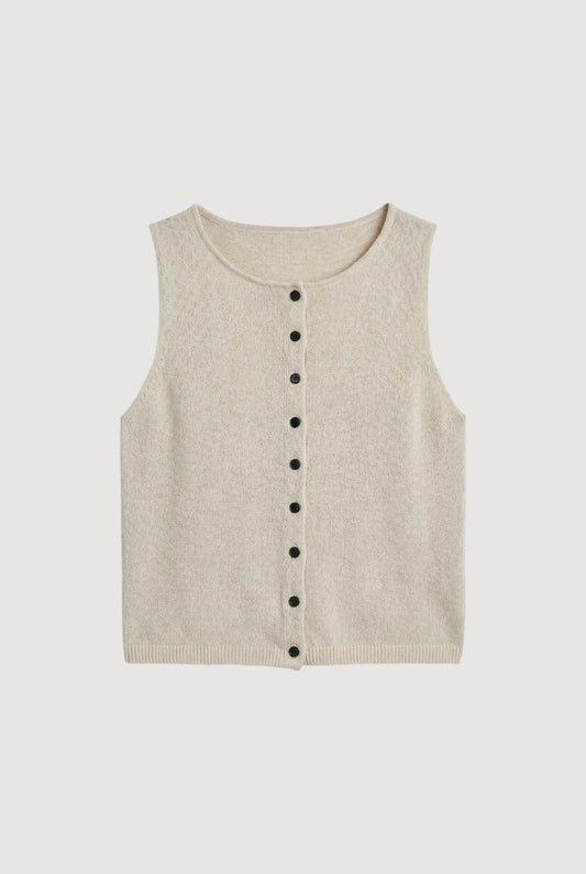 Elith Cotton-Linen Button Knit Vest