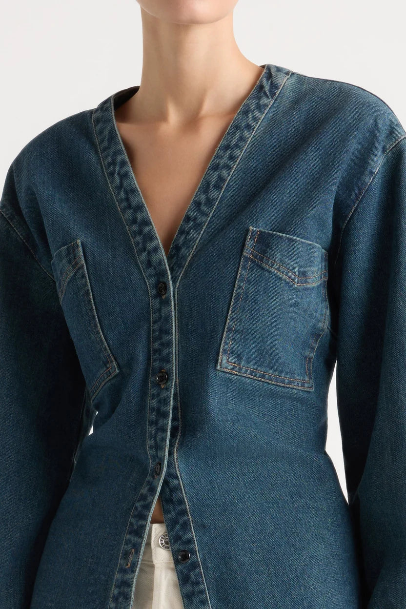 Emmett Cinch-Waist Denim Jacket