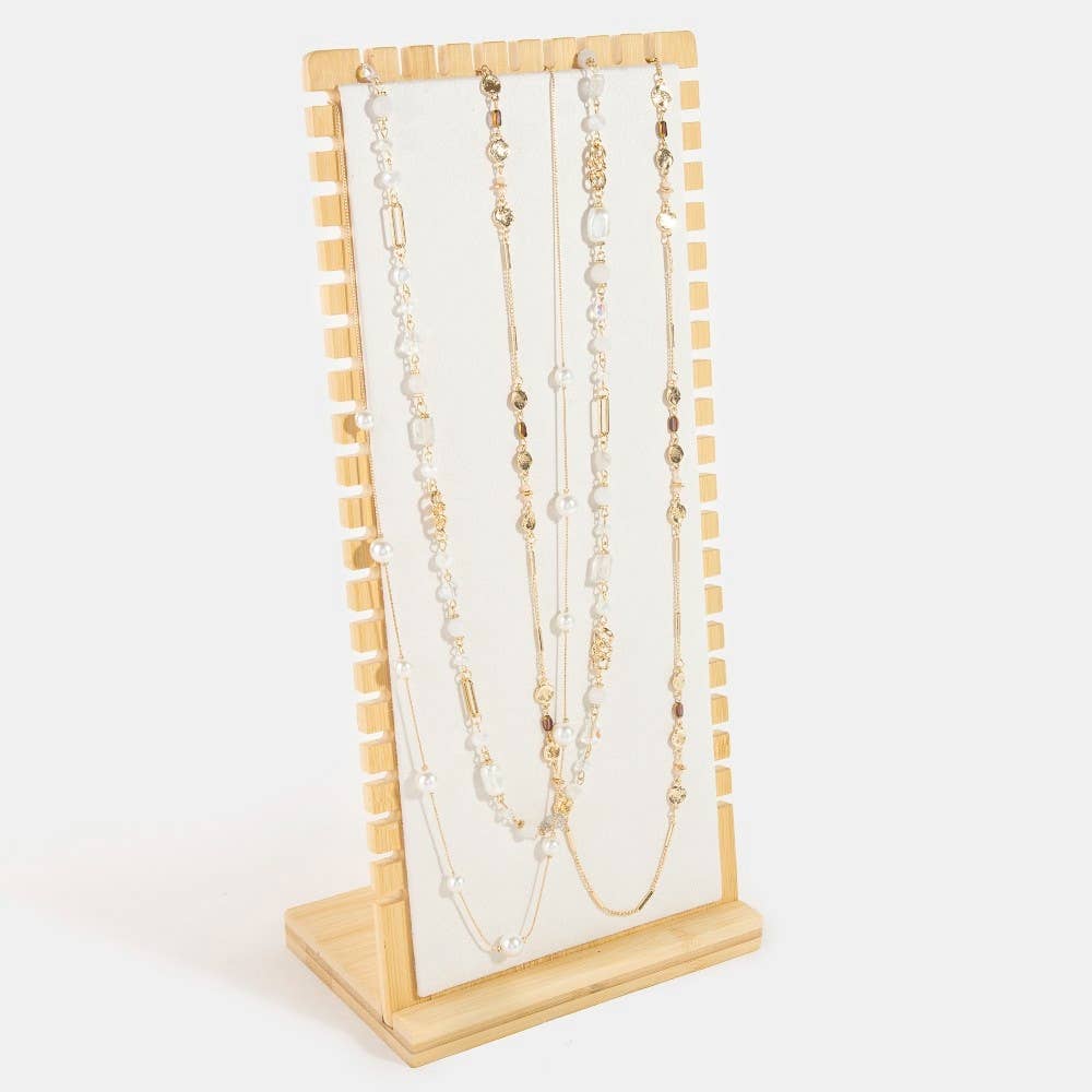 Elongated Wooden Rectangle Jewelry Display Stand