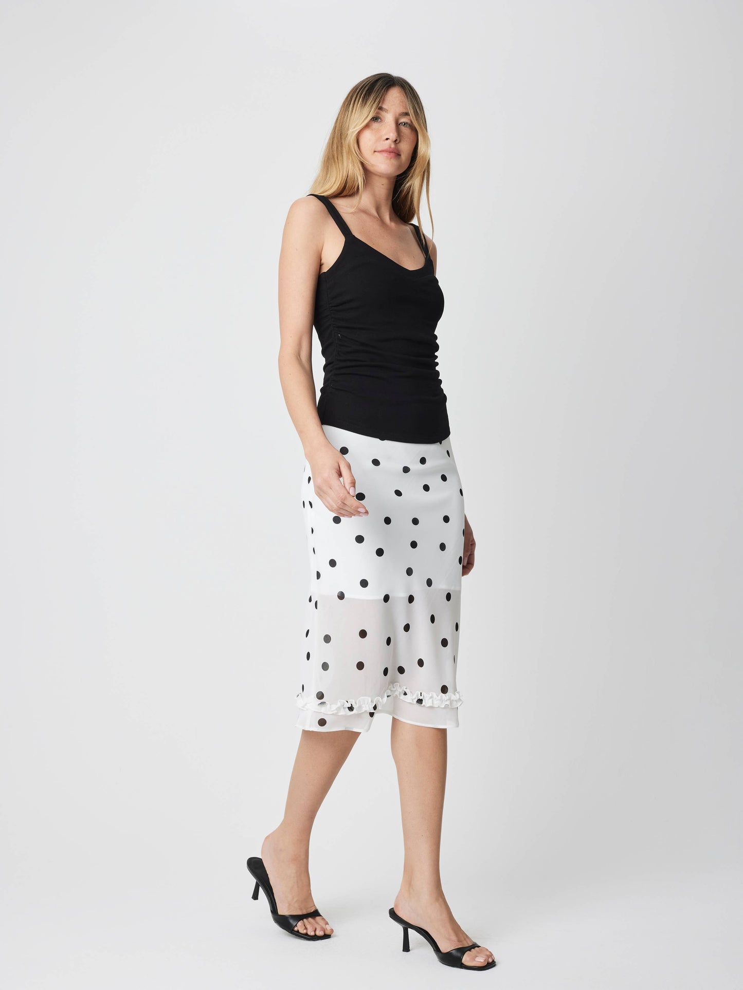 The Mabel Top | Ruched Side Knit Tank Top: BLUE / SMALL