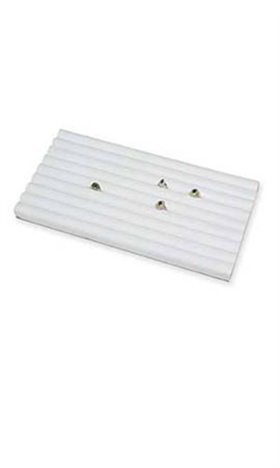 Large Continuous Slot White Faux Leather Ring Insert