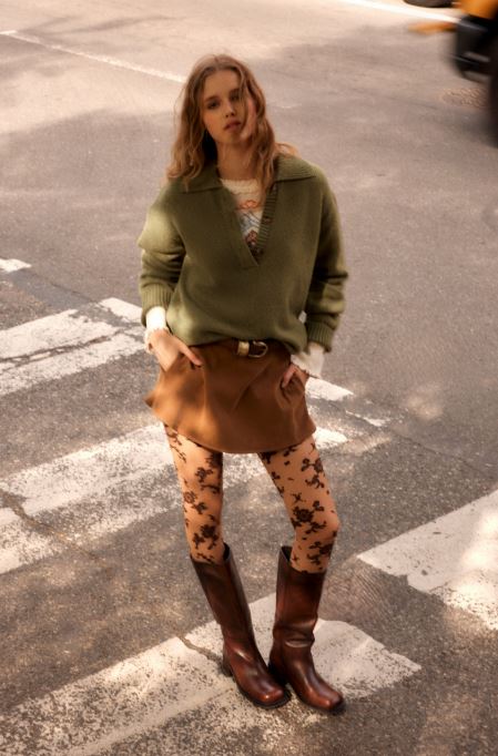 Flocked Floral Tight - Espresso Combo
