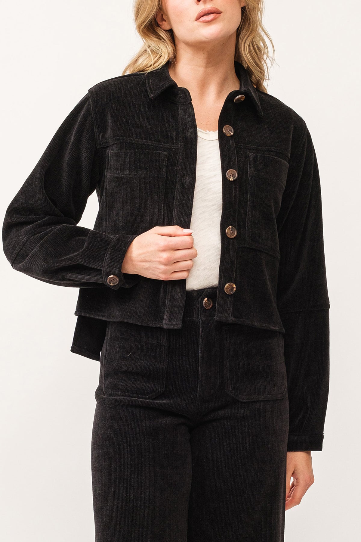 Cropped Gina Chenille Jacket - Black