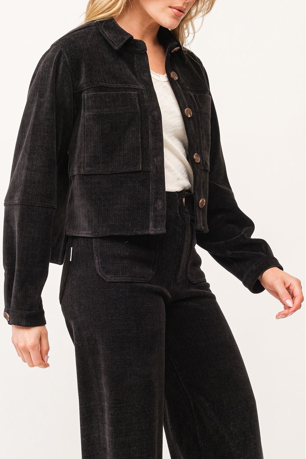 Cropped Gina Chenille Jacket - Black