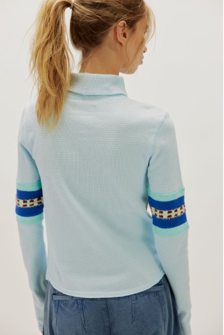 Helsinki Cuff Sweater - Pale Blue Combo