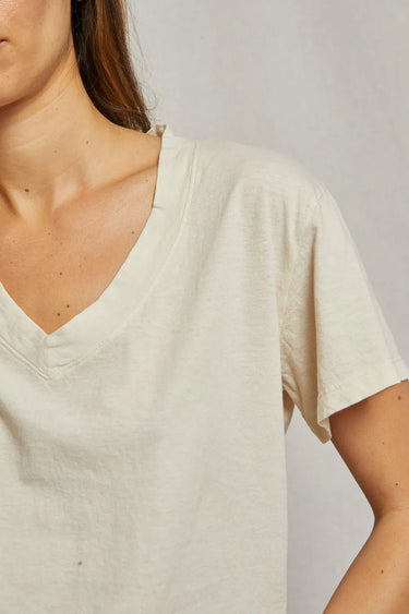 Cotton SS Boxy V Neck Tee