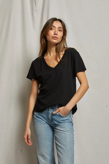 Cotton SS Boxy V Neck Tee