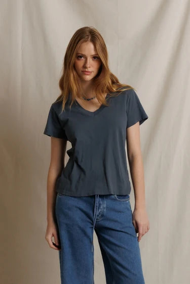 Hendrix Cotton SS Boxy V Neck Tee