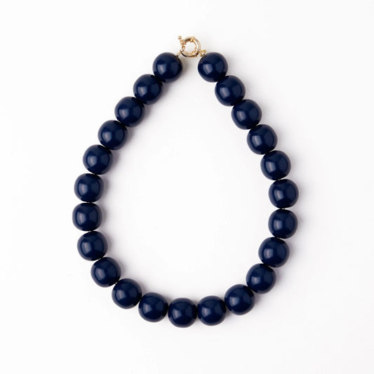 Iris large resin bead necklace navy