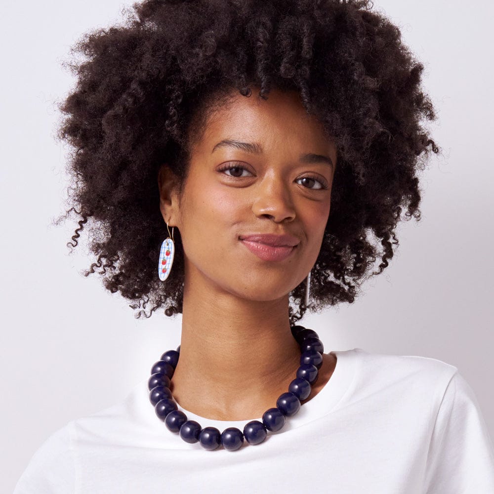 Iris large resin bead necklace navy