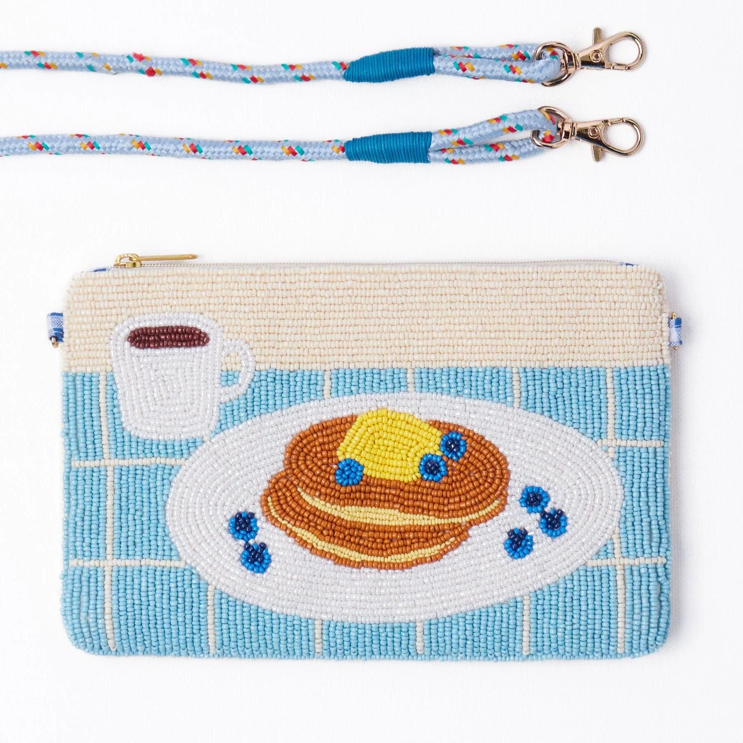 Leila Pancakes Seed Bead Clutch w/ Strap