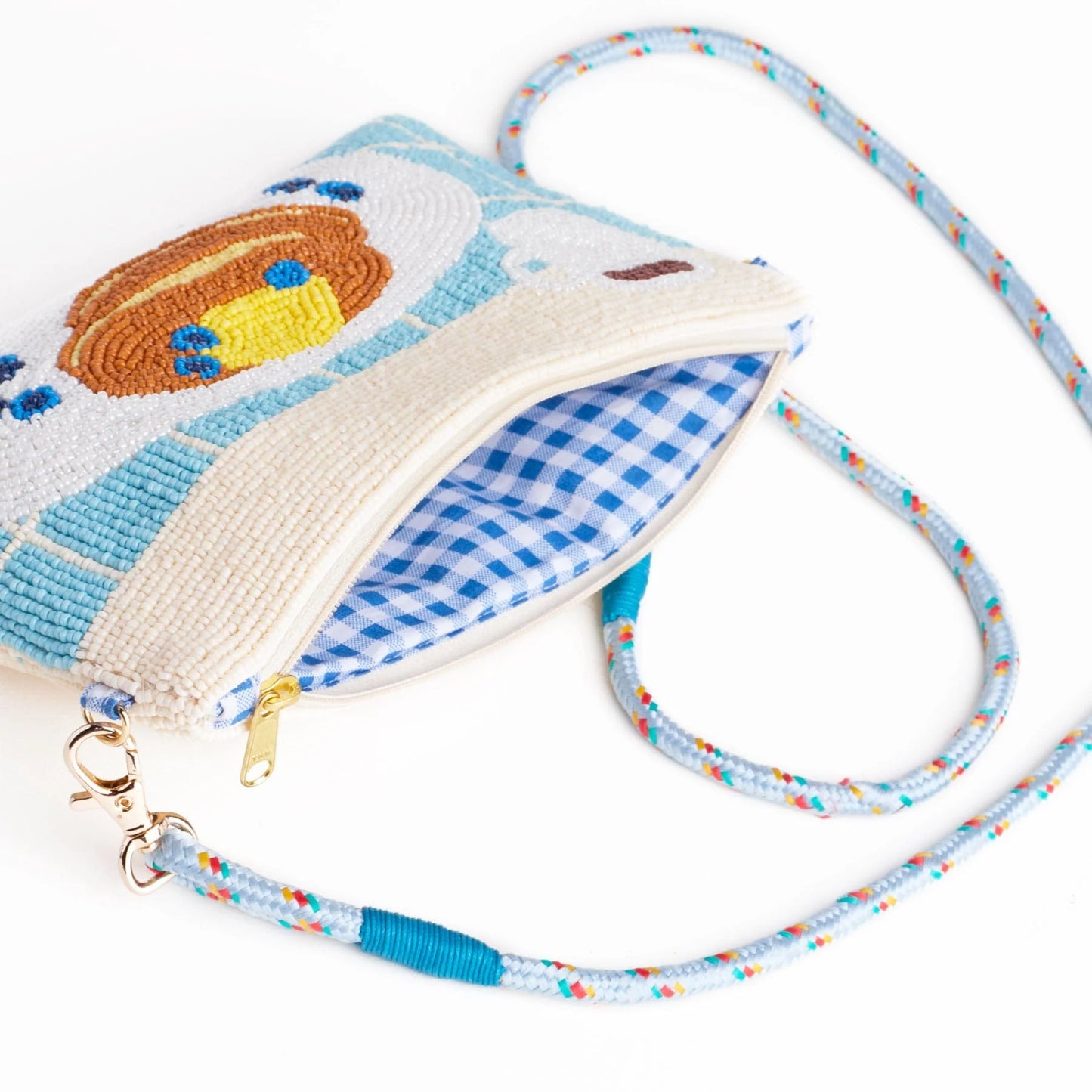 Leila Pancakes Seed Bead Clutch w/ Strap
