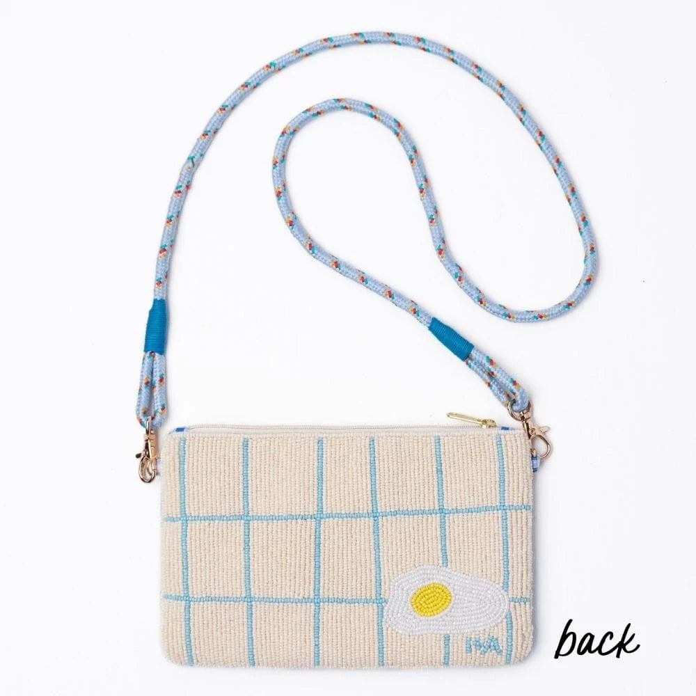 Leila Pancakes Seed Bead Clutch w/ Strap