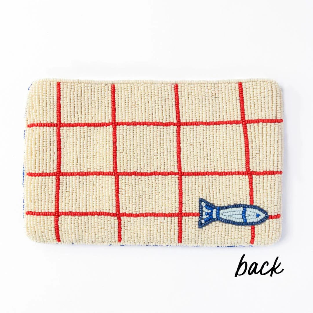 Leila Sardine Seed Bead Clutch w/ Strap