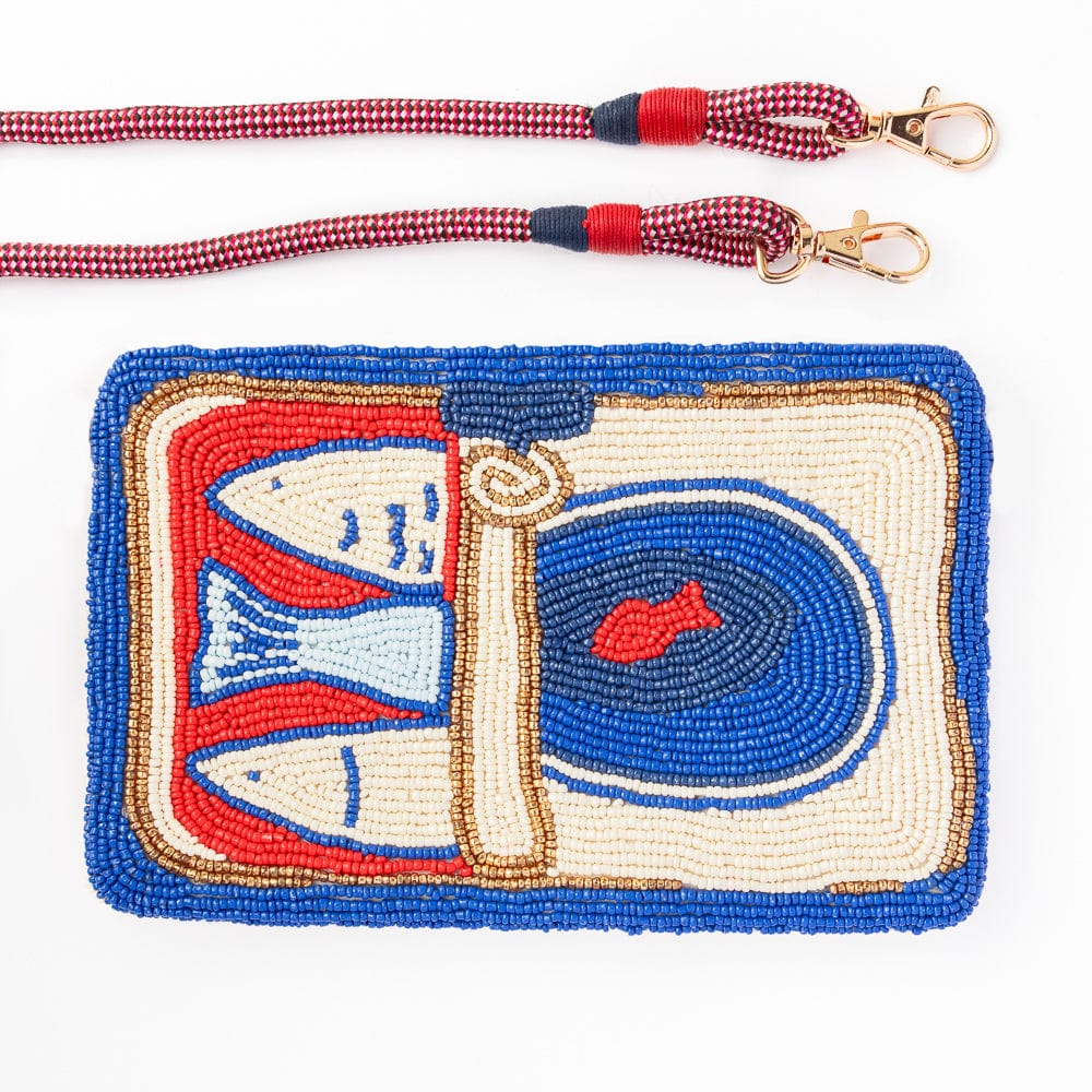Leila Sardine Seed Bead Clutch w/ Strap