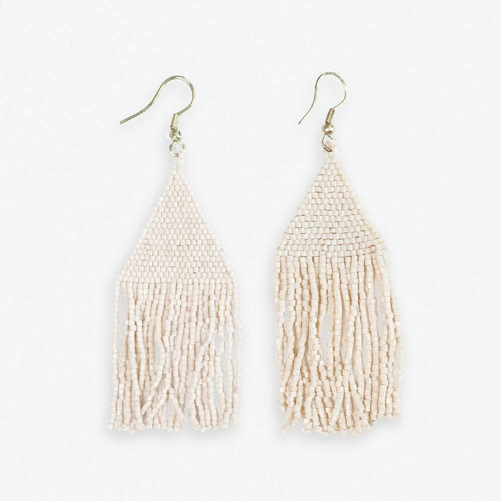 Lexie solid beaded fringe earrings – Ivory