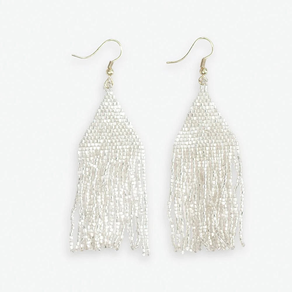 Lexie solid beaded fringe earrings – Silver