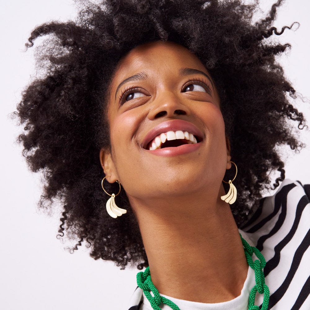 Loretta banana hoop earrings brass