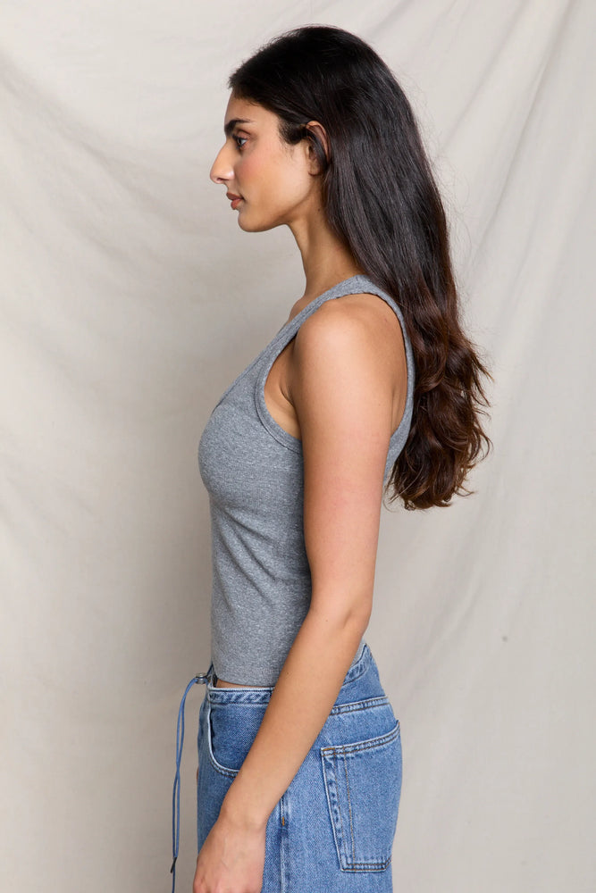 Structured Rib V-Neck Tank
